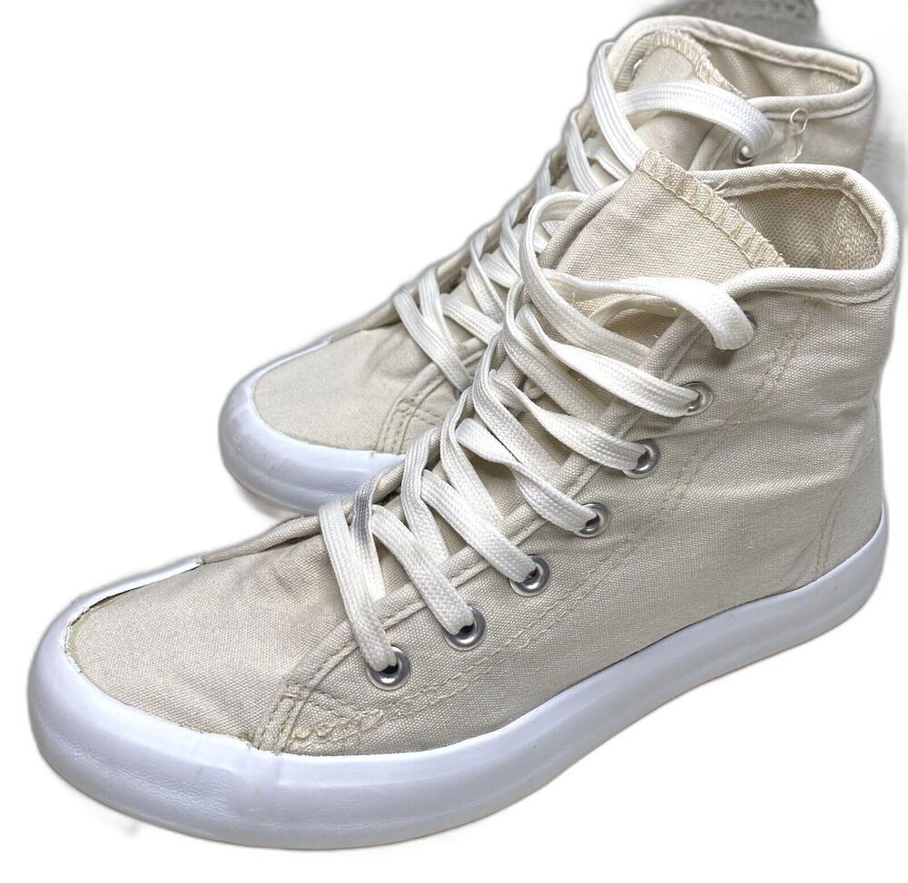 Womens Canvas High-Top Sneakers US IN SPORTS Cream Off-White Size 6